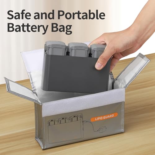 CAPART Lipo Battery Safe Bag Fireproof for RC Car and RC Drone, Compatible with DJI Mini 4 3 2 Avata 2 1 Air 3 2 Mavic 3 2 FPV RC Drone Batteries and Charging Hub, Safety Charging Storage Bag Pounch