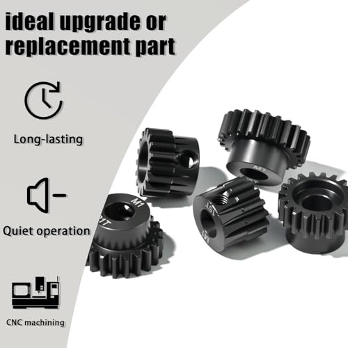 M1 8mm Steel Pinion Gear Set 15T 17T 19T 21T 23T with Laser-Engraved Tooth Count for 1/5 X-Maxx Rc Model Car Buggy Truck Replacement Mod 1 Gear Compatible with Brushed & Brushless Motors 5 Pcs - size: M1-8-15T-17T-19T-21T-23T