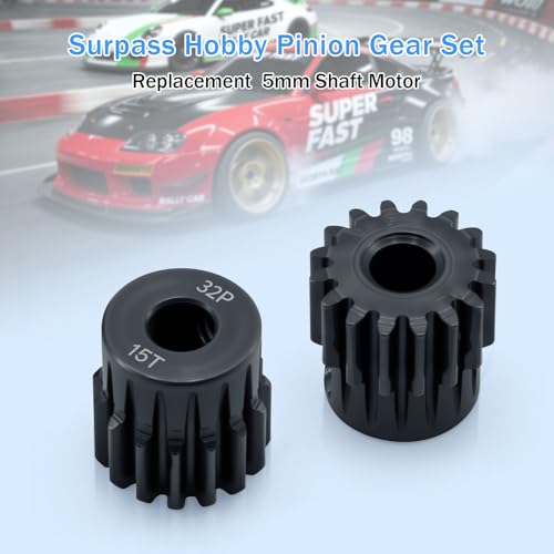 32P Metal Steel Gear Set 5mm Hole 13T 14T 15T 16T 17T Gear with Hex Key Screwdriver Hardened Motor Pinion Gear for Traxxas Arrma HSP HPI AXIAL Tamiya Losi 1/8 RC Car(5Pack) - size: 13T 14T 15T 16T 17T