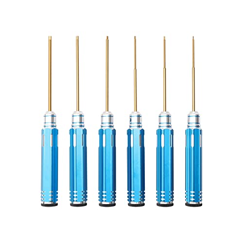 8pcs RC Hex Screw Driver Set & Cross Wrench & 17mm Nut Driver, 0.9mm 1.3mm 1.5mm 2.0mm 2.5mm 3.0mm Titanium Hexagon Screwdrivers Tool for RC Car Quadcopter Multi-Axis FPV Racing Drone, Blue