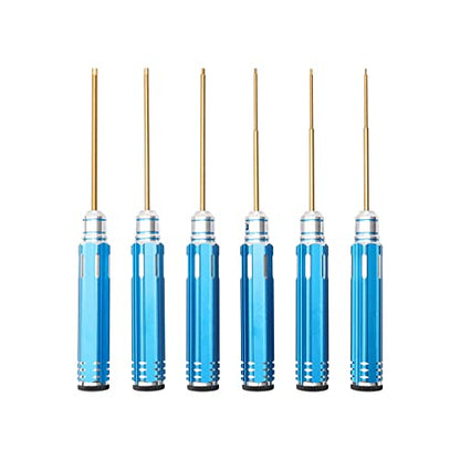 8pcs RC Hex Screw Driver Set & Cross Wrench & 17mm Nut Driver, 0.9mm 1.3mm 1.5mm 2.0mm 2.5mm 3.0mm Titanium Hexagon Screwdrivers Tool for RC Car Quadcopter Multi-Axis FPV Racing Drone, Blue