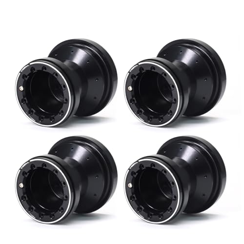 TREAL Aluminum 7075 Beadlock Wheels Set of 4 for 1/18 Mini LMT Monster Truck(Black-Black) - color: Black-Black