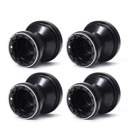 TREAL Aluminum 7075 Beadlock Wheels Set of 4 for 1/18 Mini LMT Monster Truck(Black-Black) - color: Black-Black