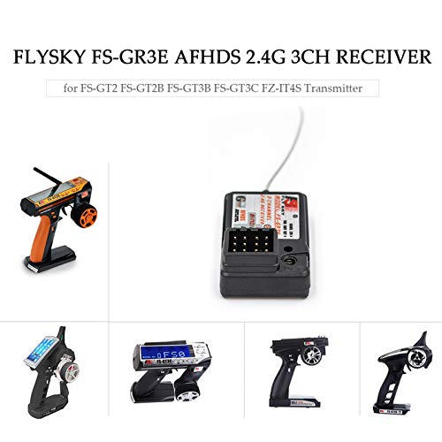 RC Car Receiver, FS-GR3E AFHDS 3CH 2.4GHz Receiver for RC Car Boat, Fit for FS-GT2 FS-GT2B FS-GT3B FS-GT3C FZ-IT4S Transmitter, with 3 Channels