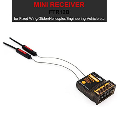 HTLNUZD Flysky FTr12B 12 Channel 2.4ghz Dual Antenna PWM PPM i.Bus S.Bus Receiver, Adaptation PL18 NB4 NB4 Lite AFHDS3 Transmitter for Rc Airplaner Engineering Vehicle