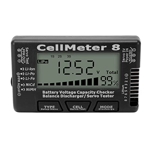 LiPo Charger RC Charger Lipo Battery Balance Charger RC Car Battery Charger Discharger 2-8S for Li Po Li Ion Li Fe Smart Battery Balance Discharger Servo Tester (Black) - color: Black