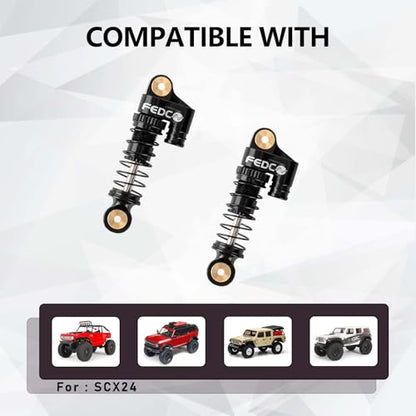 SCX24 Shocks 32MM Oil-Filled Shocks For Axial SCX24 Upgrades | CNC Aluminum Threaded Shock Absorber For 1/24 RC Crawlers - color: Black