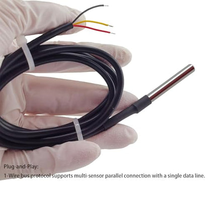4Pcs DS18B20 Temperature Sensor 1 M, Waterproof Digital DS18B20 Sensors, DS18B20 Temperature Probe, Stainless Steel Probe Compatible for Arduino/Raspberry Pi/ESP32, ESP8266, - style: 4Pcs DS18B20 Temperature Sensor 1 M