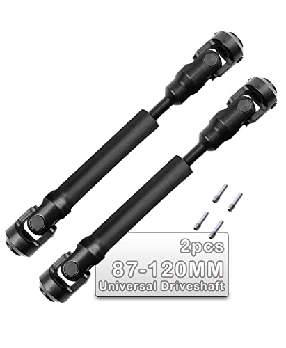 2PCS 87-120MM Universal Drive Shaft RC Upgrades for 1/10 SCX10 SCX10-II D90 Gen7 /Pro Rc 4WD GEN8 RC Crawler,RC Upgrade Parts Hop-Ups,Steel Full Metal Drive Shaft,Black (87-120 MM,2PCS) - size: 87-120 MM (3.43" to 4.72")