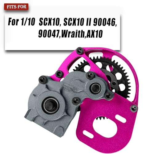 Aluminum Transmission Gearbox Upgrades Part for 1/10 SCX10, SCX10 II 90046,90047,Wraith,AX10 RC Crawler Truck,Center Transmission Gearbox Hops up,Pink with Titanium - color: Pink With Titanium(for 1/10 Axial)