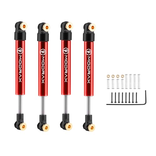 50mm Shocks Adjustable Inner Spring for SCX24 AX24, Red Black | Ultra-thin CNC Aluminum Micro Dampers, 4 Negative Pressure Modes, Wide-angle Ball Head - color: Red Black