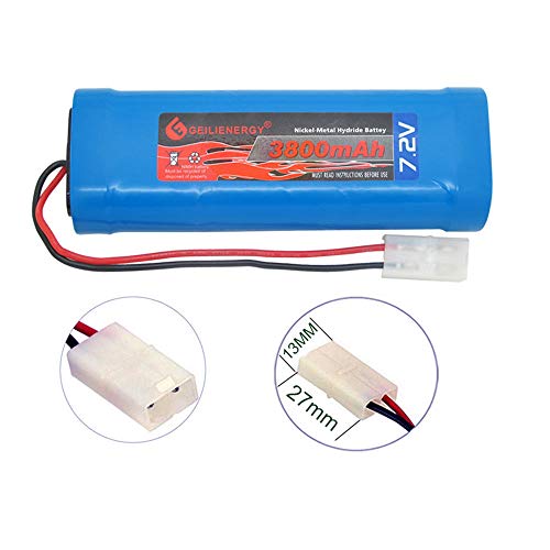 7.2v 3800mAh NI-MH Rechargeable RC Battery with Standard Tamiya Plug for RC Cars Boats Toys with Battery Charger Adaptor (1 Pack)