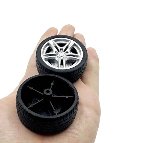 10PCS Toy Car Wheel 48mm Toy Car Rubber Tire Wheels with 5PCS Shaft Round Rod Axles for RC Car Truck Robot DIY Model Toy Parts