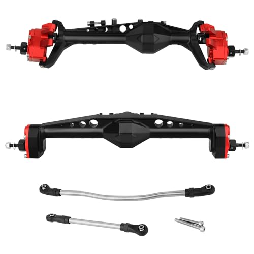Full CNC Machined F9 Offset Portal Front Rear Axle with Adjustable Link Mount for 1/10 RC Crawler Capra Gmade R1 Rock Buggy LCG Cheater Rigs 1.9 UTB Shafty (red) - color: Red