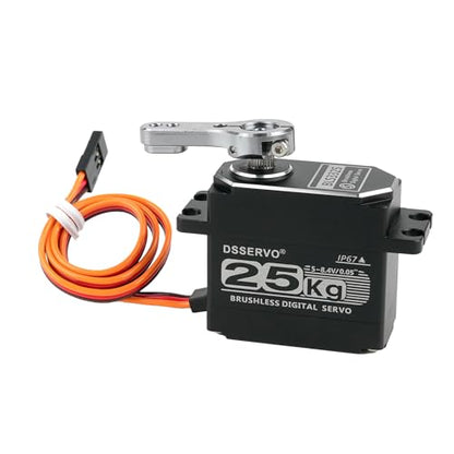 25KG Waterproof Brushless Full Metal High Torgue RC Servo, Stainless Gear Digital Motor, 8.4V with 25T Servo Horn for Cars Robot Helicopter Crawler (25KG 180 Degree) - style: 25KG 180 Degree BLS3325 (All Metal)