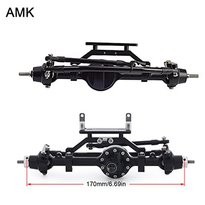 CNC Aluminum Alloy Complete Front Axle for 1/10 RC Crawler RC4WD Ge-Lande II TF2 D110 Yo-ta II Axles (Black) - color: Front Axle