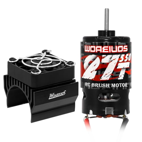 550 Brushed Motor 27T & Heatsink Combo for 1/10 RC Car TRX4 TRX6 Redcat Axial SCX10 SCX10II AXI03007 JL 90046 RC4WD D90 and 1/6 Jeep Willys 1941 MB Military Truck - size: 27T Motor&Heatsink Combo