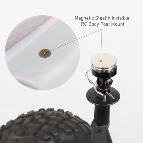 Hobbypark Aluminum Alloy Magnetic Stealth Invisible Body Post Mount for RC Hobby Model Car (Set of 4) (Black)