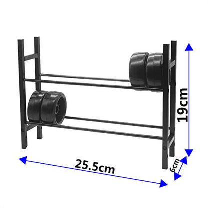 Share Goo RC Car Metal Tire Rack Wheel Tyre Storage Shelf Compatible with Traxxas TRX-4 Axial SCX10 D90 RC Crawler Car 1.9inch 2.2inch Wheel Rim (Black) - color: Black