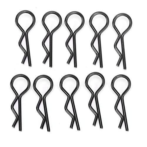 Qiilu Durable RC Body Clips for 1/5 1/6 /8 /10 RC Car - 10Pcs Metal Shell Clip Pins, Teardropshaped Pull Tabs (Black) - color: Black