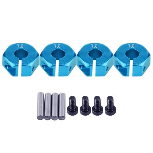 4 Pcs Universal Wheel Hex Hub Adapters,12mm Wheel Hex Mount with Pins and Screws,Wheel Hex Drive Adapters Hub RC Model Vehicle Accessory for RC Spare Part RC Car Upgrade Parts (7.0MM Blue) - size: 7.0MM blue
