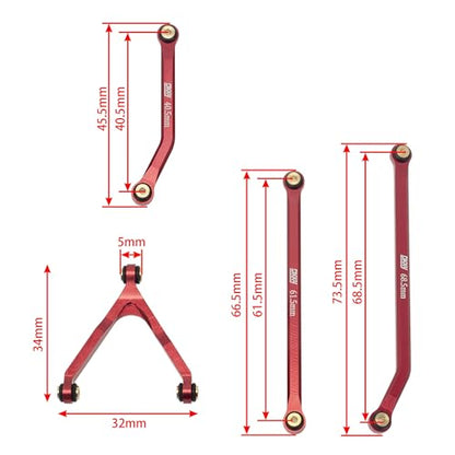 DKKY CNC Aluminum High Clearance for 1/24 RC Crawler LWB 133.5mm Axial SCX24 AXI90081 Deadbolt AXI00004 B17 Upgrades (Red) - color: Red