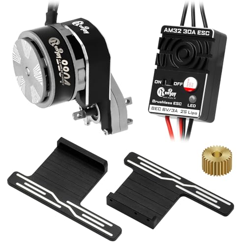 2204 2400KV Brushless Outrunner Motor with Transmission & 30A Brushless ESC Electric Speed Controller and RC Side Pedal Plates for Axial SCX24 1/24 Remote Control Car Crawler Truck (Titanium) - color: Titanium, With Side Pedal