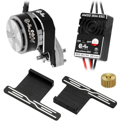 2204 2400KV Brushless Outrunner Motor with Transmission & 30A Brushless ESC Electric Speed Controller and RC Side Pedal Plates for Axial SCX24 1/24 Remote Control Car Crawler Truck (Titanium) - color: Titanium, With Side Pedal