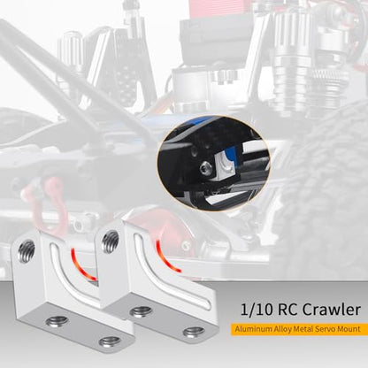 4PCS RC Aluminum Alloy Servo Mounts 1/10th RC Crawler Car CNC Machined Aluminum Servo Mount for SCX10 90047 Wrangler 1/10 RC Crawler Car Upgrades (Silver) - color: Silver