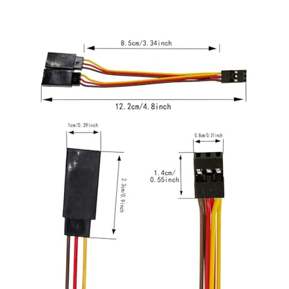 6 Pcs JR Servo Y Splitter Cable,1 Female to 2 Male Extension Harness Lead Wire for RC Cars, Boats, Drones, Airplane Models（11CM 22-AWG）