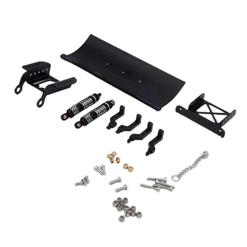 1/18 RC Metal Snow Plow, Alloy Replacement Snow Plow, Hydraulic Damping for RC Crawler Car with Shock Absorption for Winter Scenes & Obstacle Clearing (Black) - color: Black