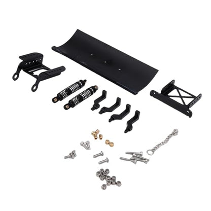 1/18 RC Metal Snow Plow, Alloy Replacement Snow Plow, Hydraulic Damping for RC Crawler Car with Shock Absorption for Winter Scenes & Obstacle Clearing (Black) - color: Black