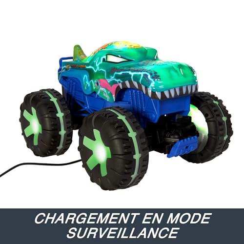 Hot Wheels Monster Trucks 1:15 Scale Mega-Wrex Alive Battery-Powered RC Vehicle with Lights & Sounds - color: Blue