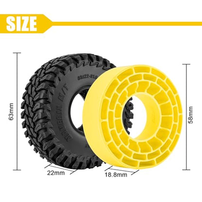 INJORA 63 * 22mm 1.0" MAVERIX M/T Tires and Rubber Inserts for 1/18 1/24 RC