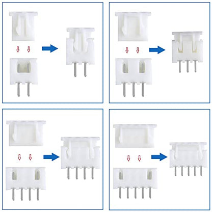 30 Pairs JST-XH Connector Kit, XH 2.54mm 2/3/4/5 Pin Header Male and Female Connectors Plug Adapter with Flat Wire Cable 150mm 24AWG Compatible with JST XH - size: 2/3/4/5pin Kit
