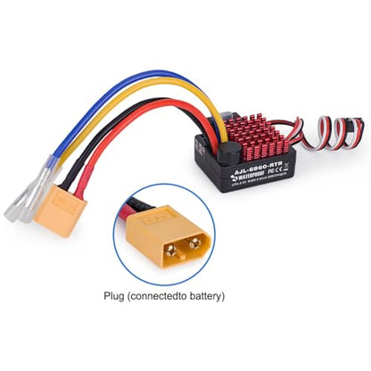 2-3s 60A Brushed ESC Waterproof Electronic Speed Controller with Switch Mode BEC for 1/10 Scale RC Crawler Car Trucks Upgrade (XT60 Plug) - style: XT60 Plug