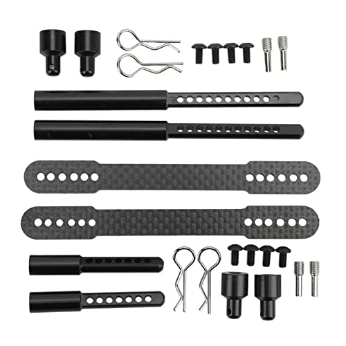 Keenso RC Shell Columns, Front Rear Aluminum Alloy Carbon Fiber Car Body Mount Post for Axial SCX10 90046 90047 1/10 RC Car (Black) - color: Black