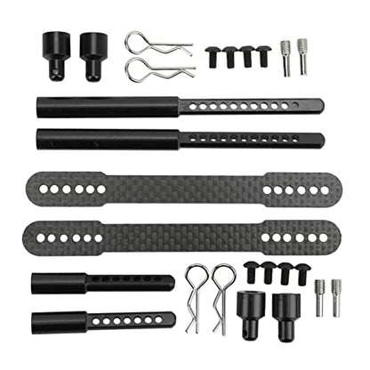RC Body Post Mounts, Aluminum Alloy RC Shell Columns Front Rear Body Mount Post for Axial SCX10 90046 90047 1/10 Car Crawler Accessories (Black) - color: Black