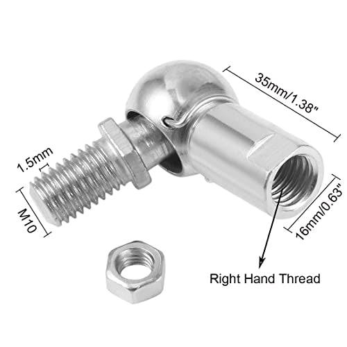 Ball Head Joint Rod End Bearing/Ball Socket Universal Joints, 2pcs M10 Right Thread Carbon Steel Angle Ball Joint for Automotive, Hinged Door, Cupboard - size: M10 (2pcs), style: Right Thread