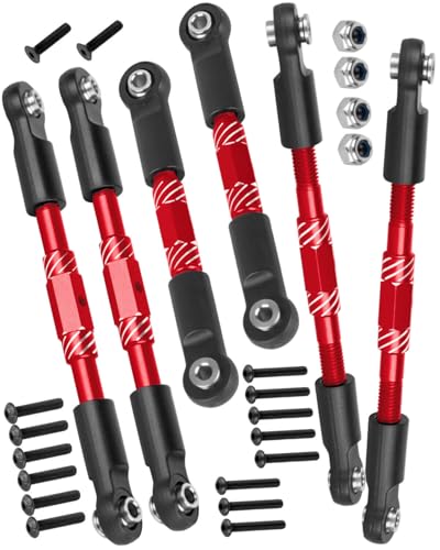 RC Aluminum Turnbuckles Camber Links Upgrades Part for 1/10 Slash/Rustler/Stampede/Hoss,1/8 Jato 4X4 4WD VXL,Turnbuckles Camber Links Hops Up,Red (#9027#9028#9029) - color: Colorful-(for 1/10）