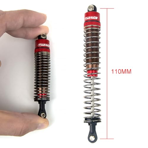 110MM Oil Shock Absorbers Upgrade Compatible with 1/10 RC Crawlers | Fits Tamiya ClodBuster / Bullhead / TRX4 / Axial / D90 - Oil Damper Upgrade - Red - color: Red
