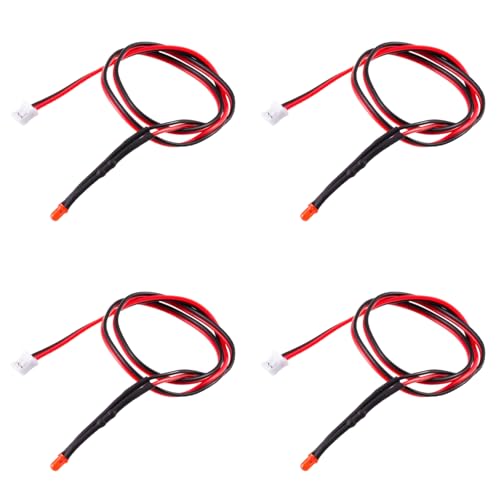 4PCS RC Car PH2.0 Single End Interface Light Headlights Taillight Accessories for 1/14 Tamiya RC Truck Tractor Model Car Upgrade Replacement Parts (Red) - color: Red