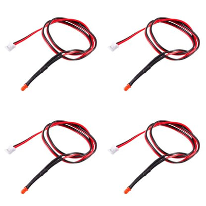4PCS RC Car PH2.0 Single End Interface Light Headlights Taillight Accessories for 1/14 Tamiya RC Truck Tractor Model Car Upgrade Replacement Parts (Red) - color: Red