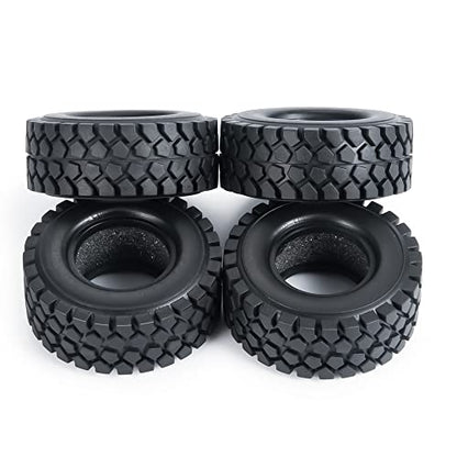 RCLIONS 4pcs Rubber Micro 1" RC Wheel Tyres Tires with Foam Insert for All 1/24 Axial SCX24 AXI00001,AXI00002,AXI90081 Deadbolt RC Crawler Truck Car (50mm) - size: 50mm