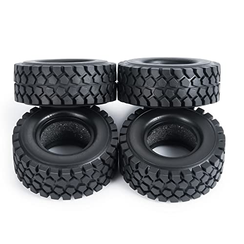 RCLIONS 4pcs Rubber Micro 1" RC Wheel Tyres Tires with Foam Insert for All 1/24 Axial SCX24 AXI00001,AXI00002,AXI90081 Deadbolt RC Crawler Truck Car (50mm) - size: 50mm