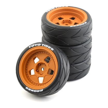 Lifehead 65mm On Road Rubber Tires& Wheels Rims 12mm Hex Hub for HPI Ken Block's Tamiya XV01 TT01 TT02B Kyosho FAZER MK2 Lc racing PTG HSP RGT RC 3RACING D5 1/10 RC Rally Car - color: Brown 3