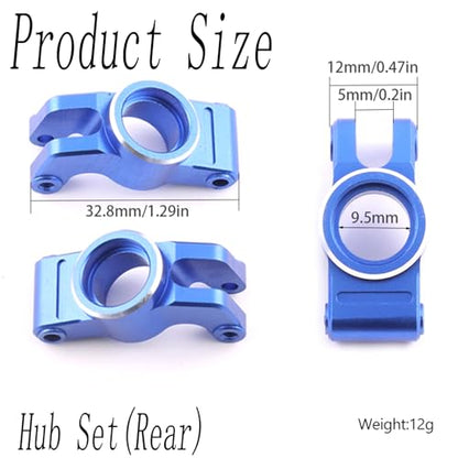 Rear Hub Set Aluminium Upgrade Parts for Arrma 1/18 Granite Grom Mega 380 Brushed 4X4 Monster Truck & Typhon Grom Mega 380 Brushed 4X4 Small Scale Buggy, Rear Axle Carriers Hub Set, Blue (2PCS) - style: Rear Hub- Blue