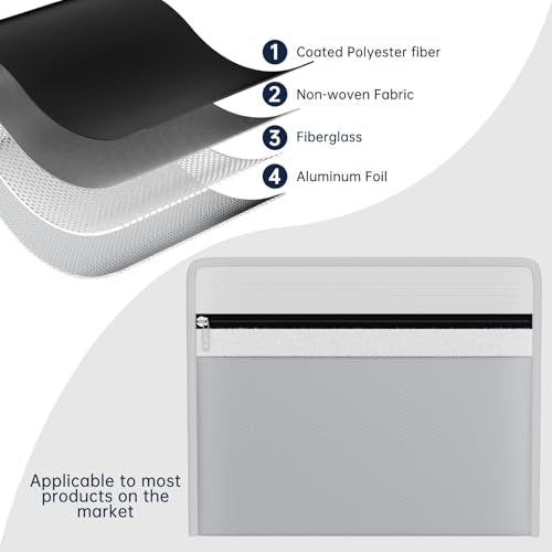 Fireproof Lipo Battery Bag,10.7"×6.3", Silver | Explosion-Proof Lithium Pouch, Power Bank Storage Charging & Storage Organizer