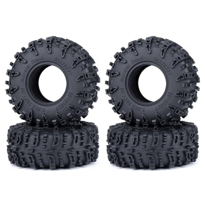 1.3" RC Crawler Tires with Foam Insert for 1/18 TRX4M 1/24 SCX24 | 1/18 1/24 Soft Rubber Mud Grappler Wheels Tyres OD 70mm/2.76inch 1.3" All Terrain TiresRC Crawler Car Upgrade (Black A) - color: Black a