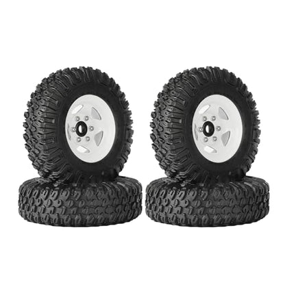 4PCS RC Car 1.55 Inch Tyres Aluminum Alloy Metal Beadlock Wheel Rim and Rubber Tires for 1/10 RC Crawler Car for Axial AX90069 D90 TF2 Tamiya CC01 LC70 MST JIMNY(85mm-5Spoke White) - color: 85mm-5Spoke White